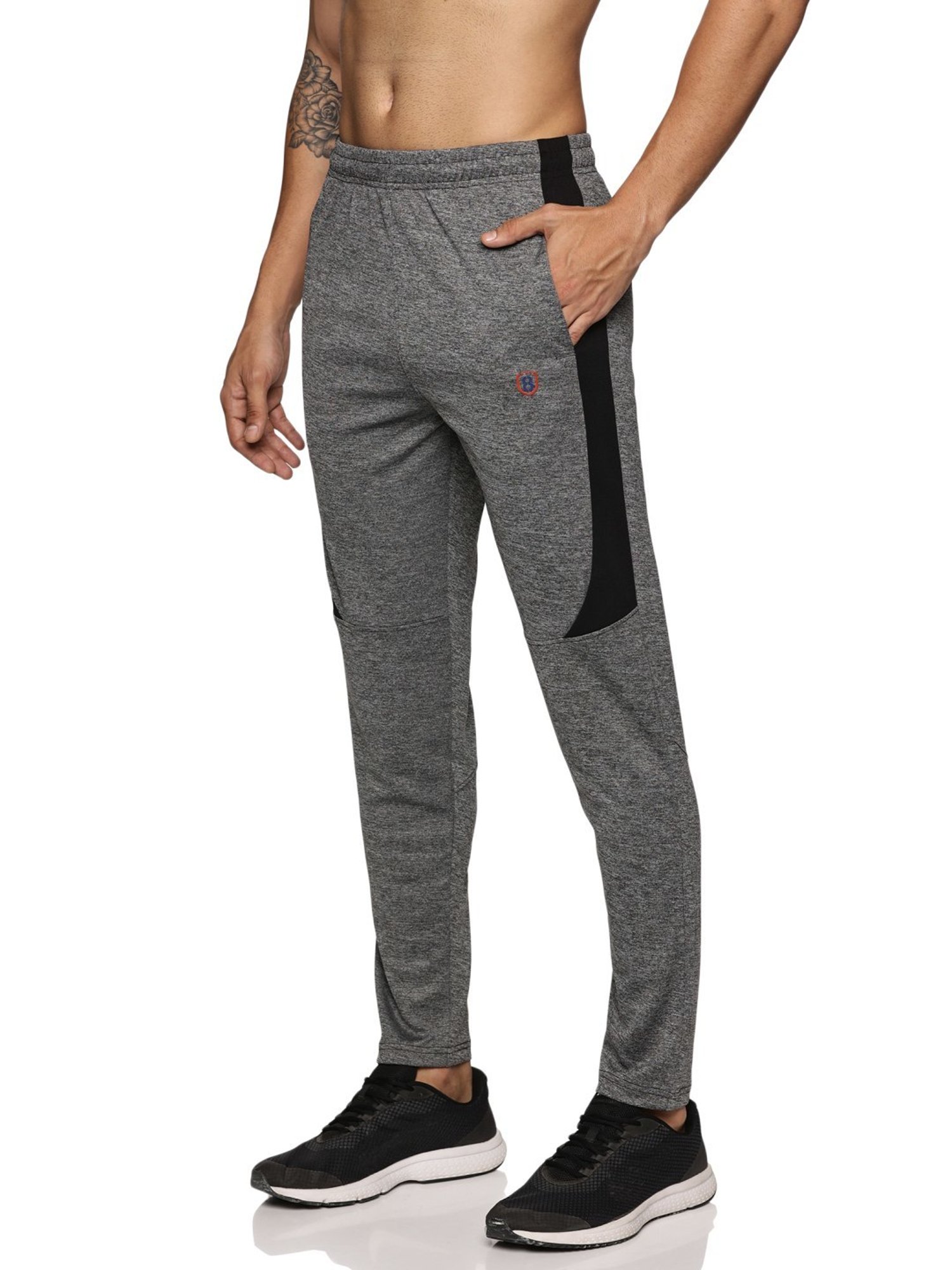 Domin8 Grey Slim Fit Texture Trackpants