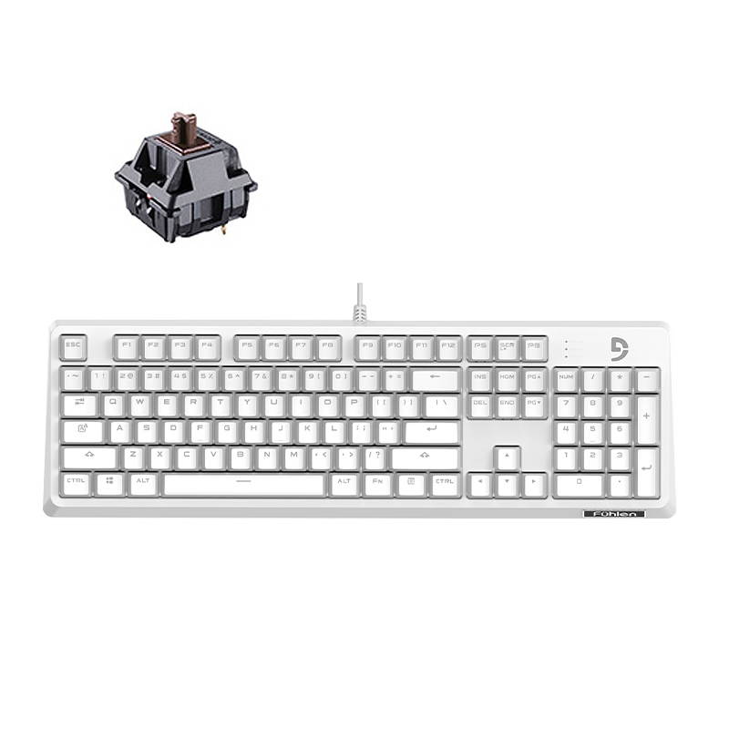 Fuhlen G900S All 104 Non-conflicting Keys, Classic  Exterior Wired  Cherry MX Black Mechanical  Keyboard, 50Million Times Keystrokes Lifespan-White