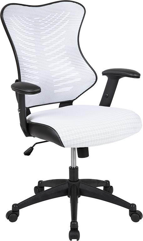 High Back Designer White Mesh Executive Swivel Ergonomic Office Chair with Adjustable Arms