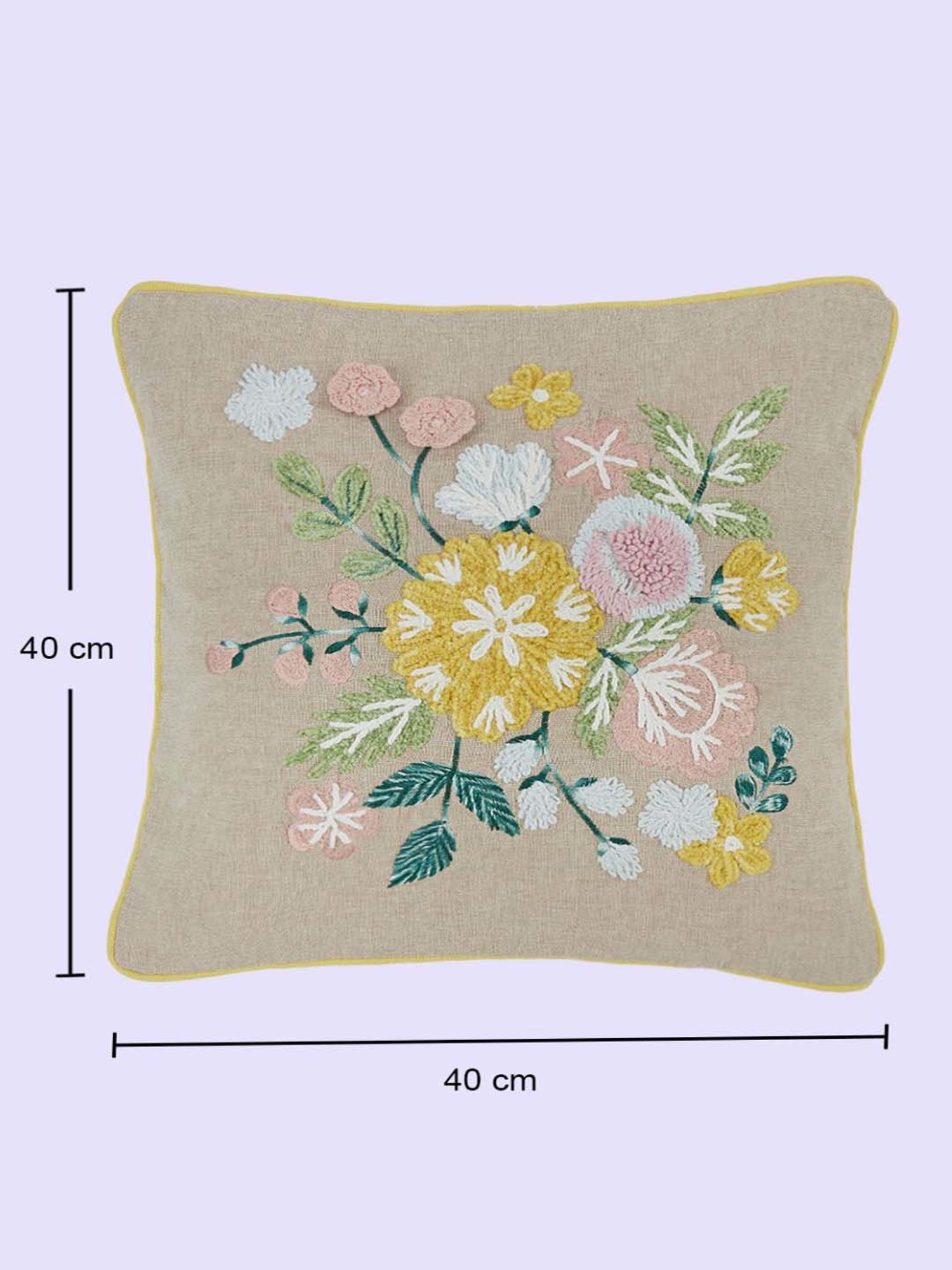 Living Scapes by Pantaloons Beige Cotton Cushion Cover