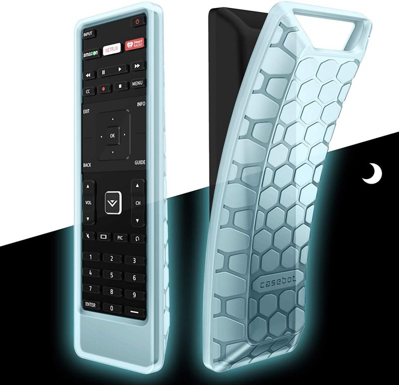 Fintie Remote Case for Vizio XRT122 Smart TV Remote, CaseBot (Honey Comb) Lightweight Anti-Slip Shockproof Silicone Cover for Vizio XRT122 LCD LED TV Remote Controller, Blue Glow in The Dark