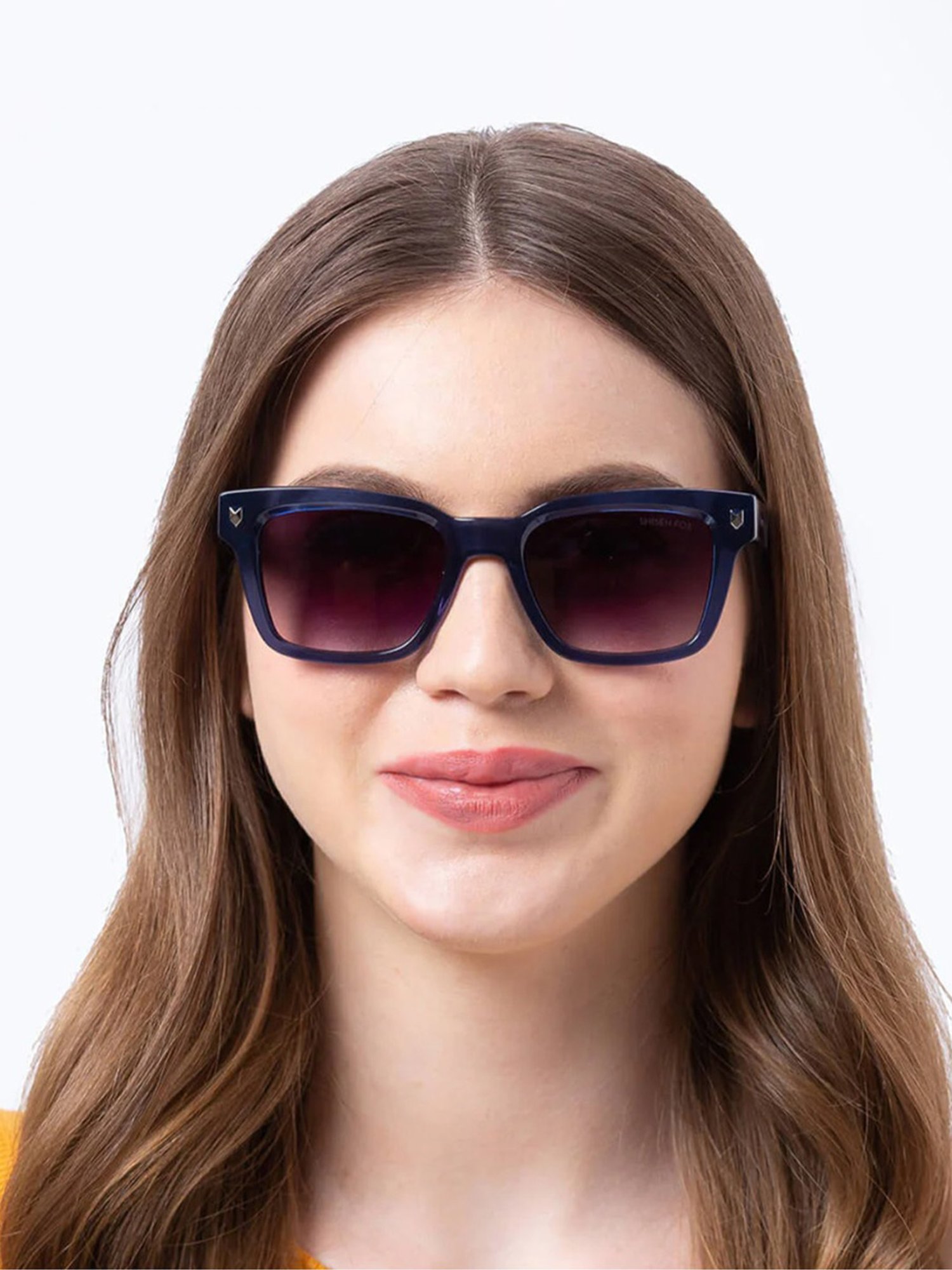 Shisen Fox Okinawa Sapphire Square Unisex UV Protection Sunglasses -52 mm