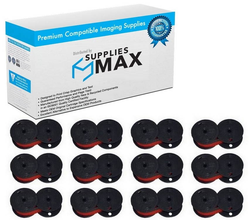 SuppliesMAX Compatible Replacement for NCR 2108/7218 Purple/Red Spool Printer Ribbons (12/PK) (125901PR_12PK)