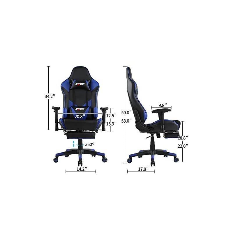 Gaming Chair Racing Office Computer Chair High Back PU Leather Swivel Chair with Adjustable Massage Lumbar Support and Headrest