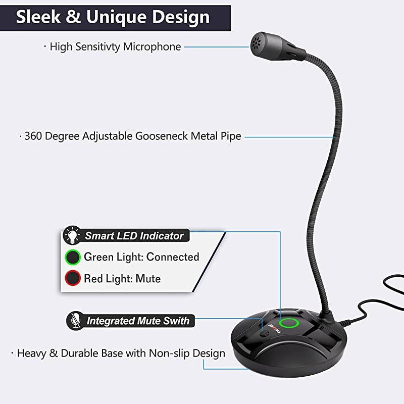 for Computer Gaming Mic JV605 with Mute Button Compatible with Desktop PC Laptop Mac PS4 Play amp Plug USB Cardioid Gooseneck Mic Recording for Skype Streaming YouTube Game Podcast