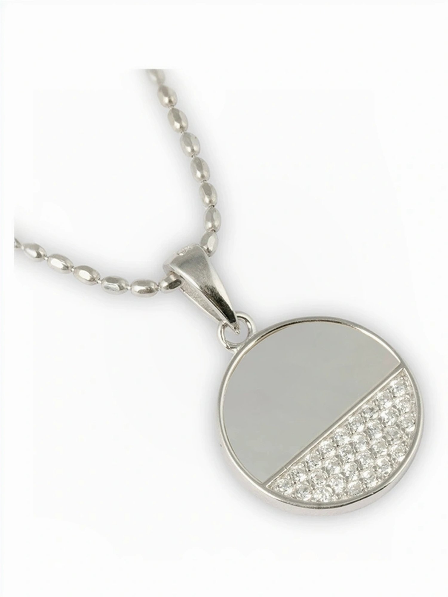 Touch925 Sterling Silver Ivory Circle Pendant Set for women