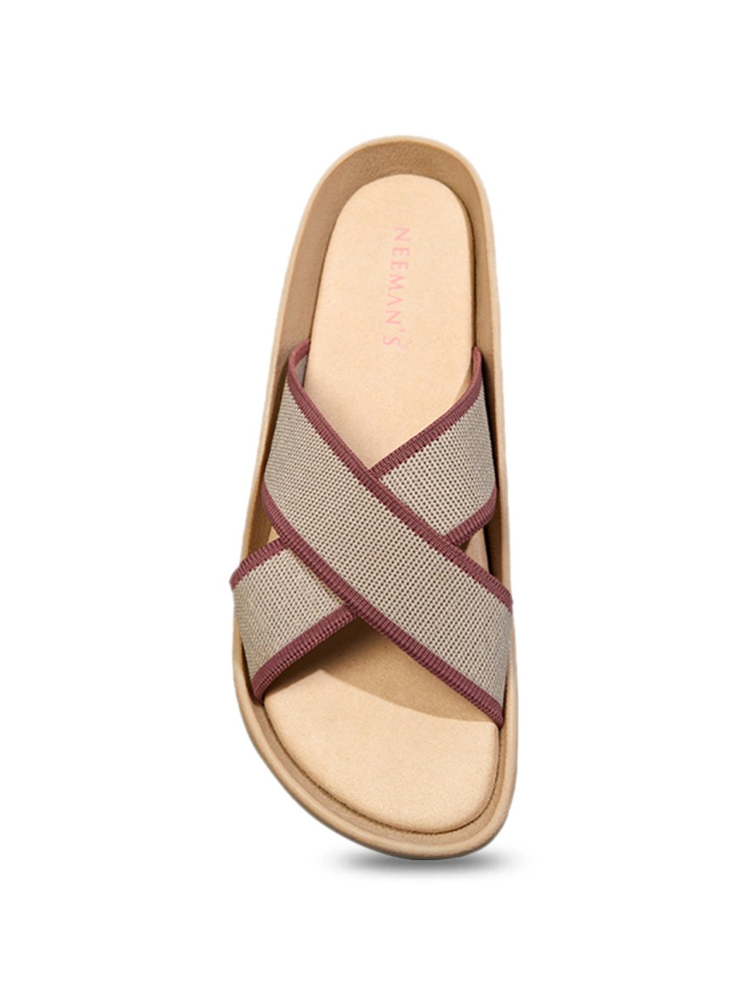 Neemans Women's Beige Cross Strap Sandals