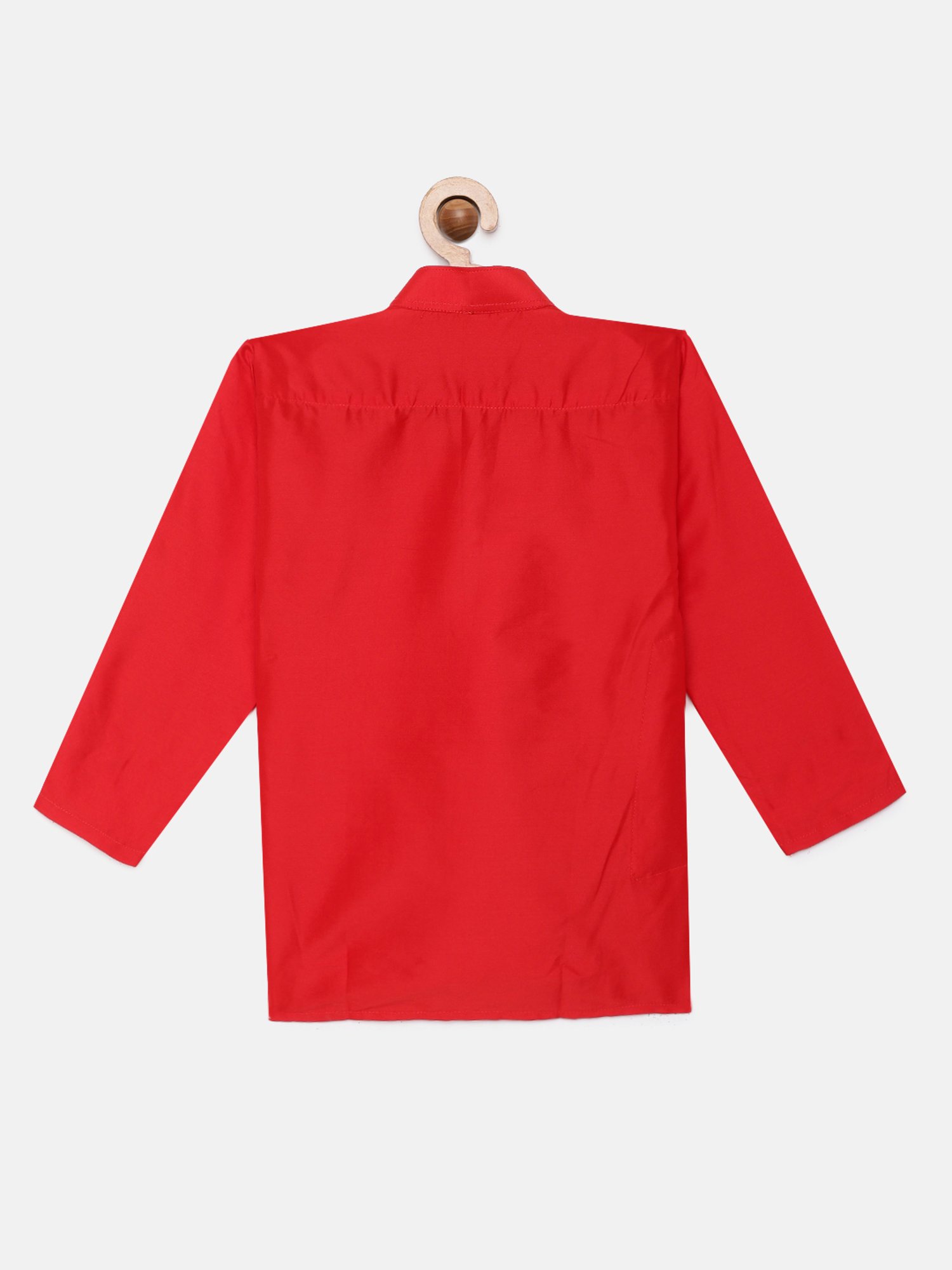 THANGAMAGAN Kids Red Solid Full Sleeves Kurta