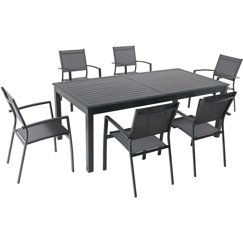 Dawson 7pc Aluminum Patio Dining Set with Extension Table - Hanover