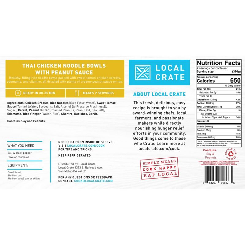 Local Crate Thai Chicken Noodle Bowls with Peanut Sauce Meal Kit - 26.5oz