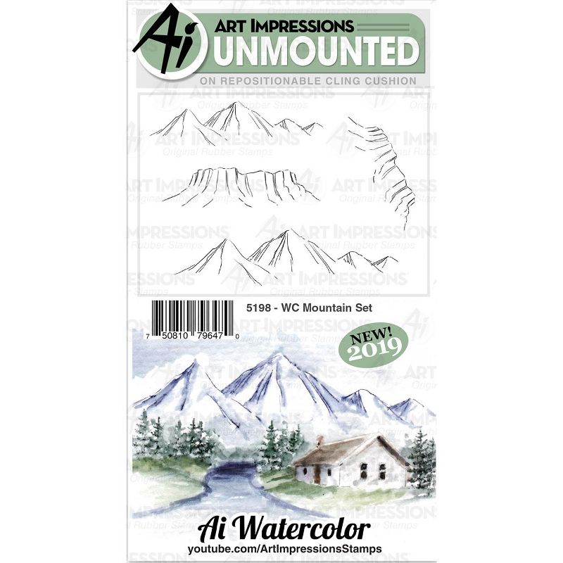Art Impressions Watercolor Cling Rubber Stamps-WC Mountain