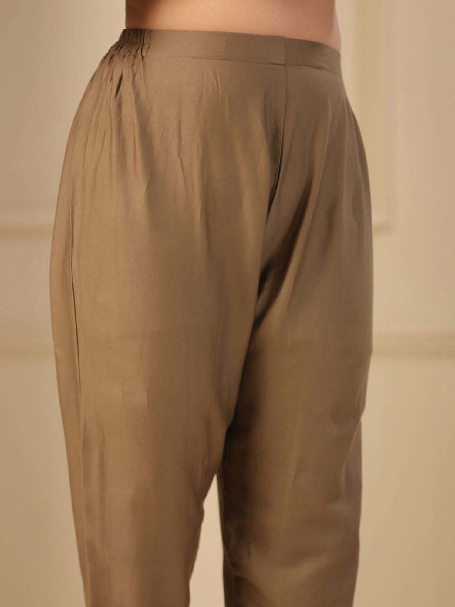 Fashor Brown & Blue Cotton Striped Kurta & Pant Set With Dupatta