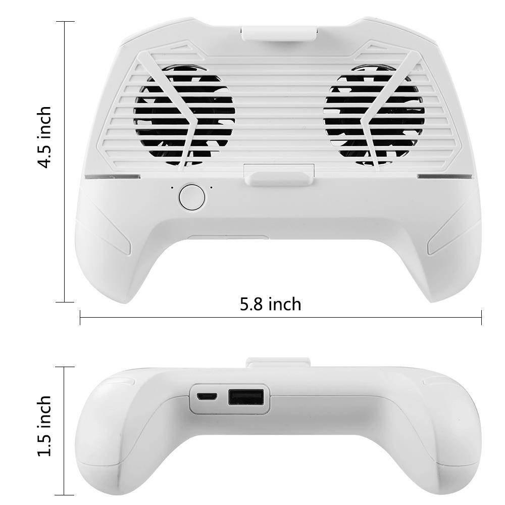 Gamepad Comfort Grip with Integrated Cooling Fan and Power Bank Battery Charger - White