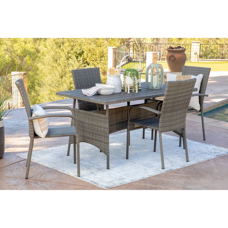Ariana 5pc Outdoor Wicker Dining Set - Dark Gray - Coaster
