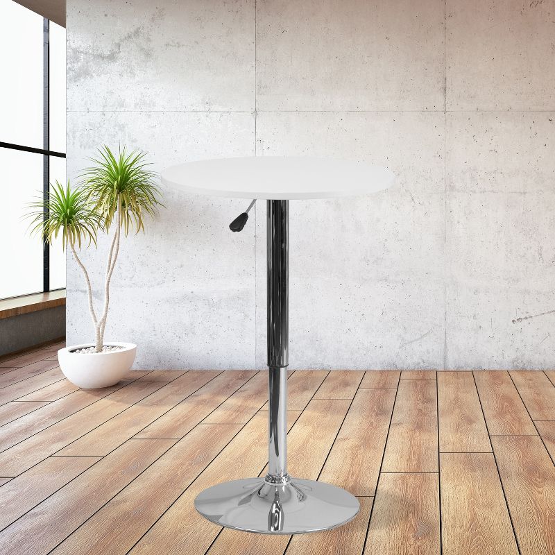 Flash Furniture 23.75'' Round Adjustable Height White Wood Table (Adjustable Range 26.25'' - 35.75'')