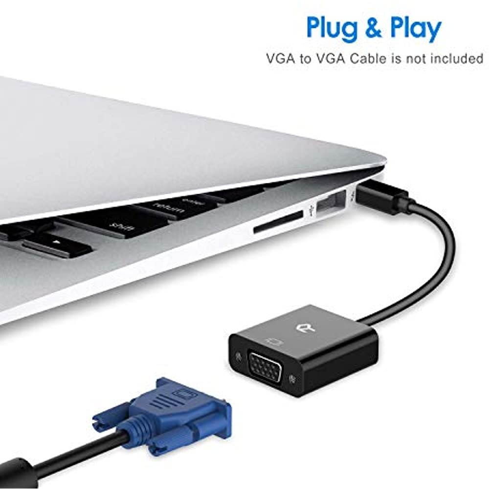 Rankie Mini DisplayPort (Mini DP) to VGA Adapter Gold Plated 1080P Black