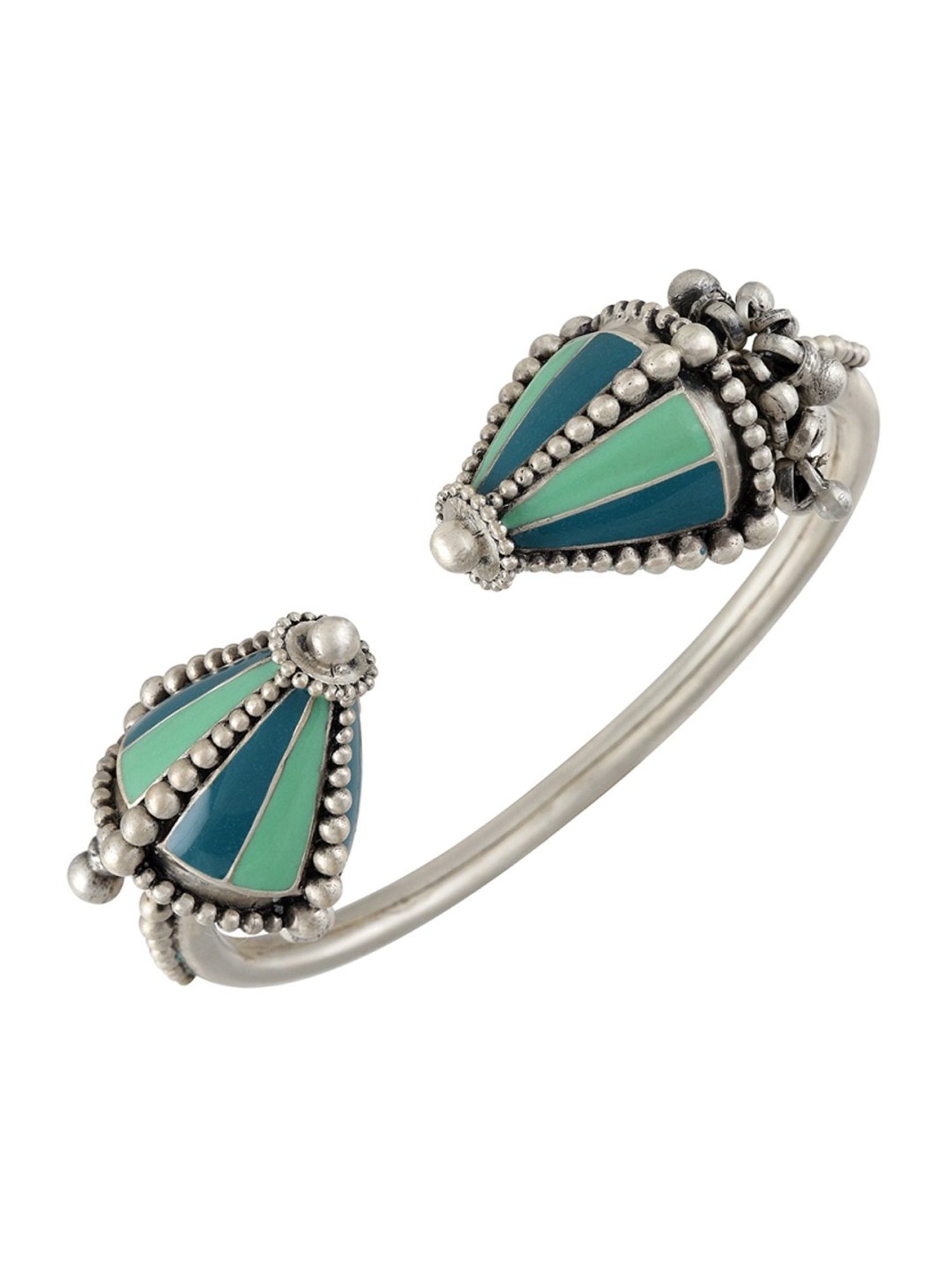 Tribe Amrapali 92.5 Sterling Silver Ramila Ghungroo Flexible fit Bracelet for Women