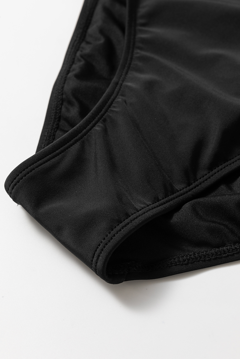 Black Plant Print Zip Front Half Sleeve One Piece Swimsuit