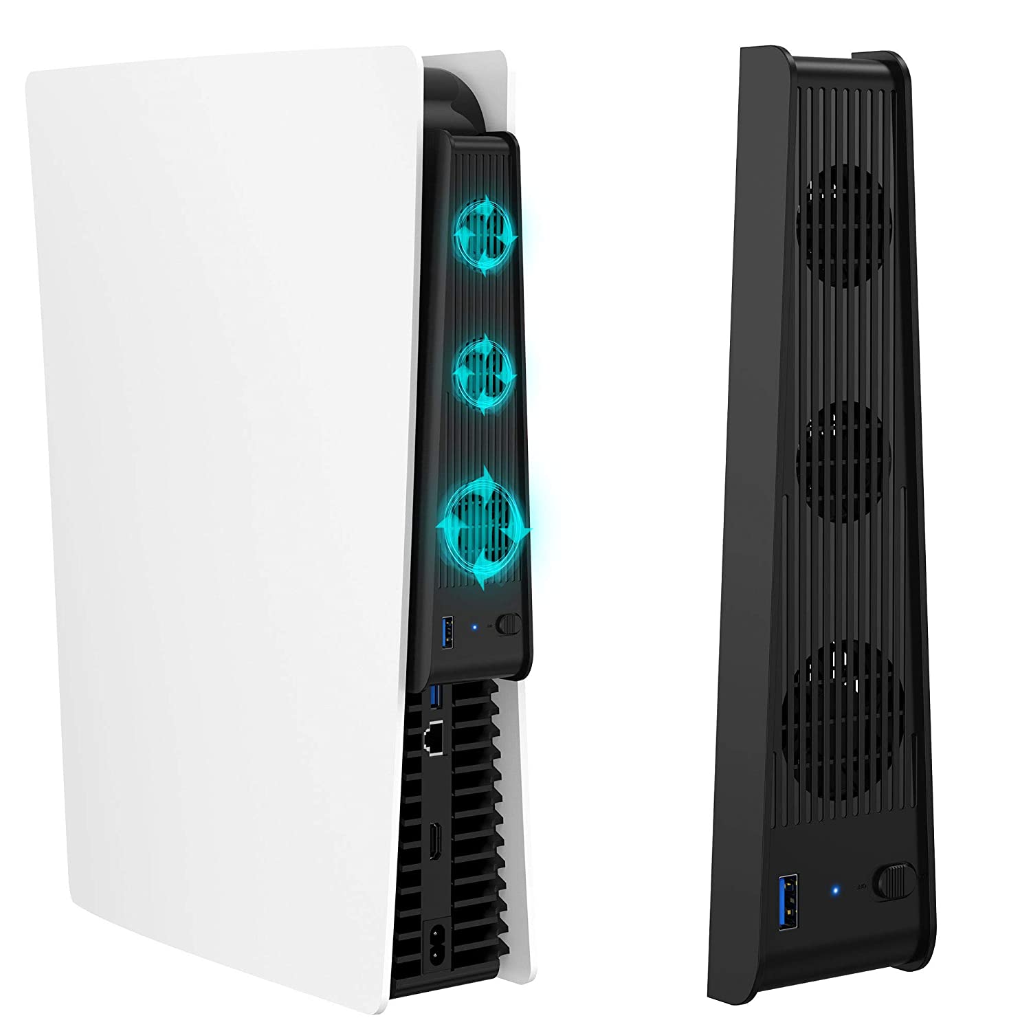 ROME CARE Console Cooling 3 Cooler Fans For Sony Playstation 5, Host Accessories Super Cooling Fan For PS5 Gaming Console USB Ports, Gamer Dust Plug Cover Kit, Ultra HD Game Console Accessories Heat S