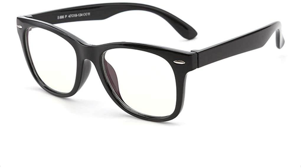 Flexible Kids Blue Light Blocking Glasses for Boys and Girls Age 4-13 (Black)