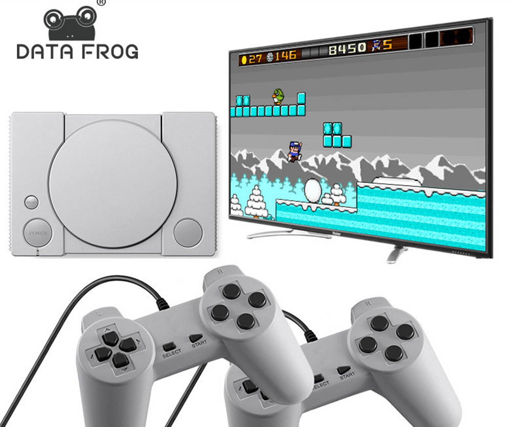 DATA FROG Retro Video Game Console 8 Bit Built-in 620 Classic Game Double Players Family TV Retro Game Controller Support AV Out