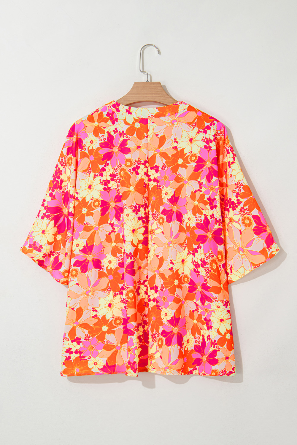 Rose Leopard Print V Neck Plus Size Tee