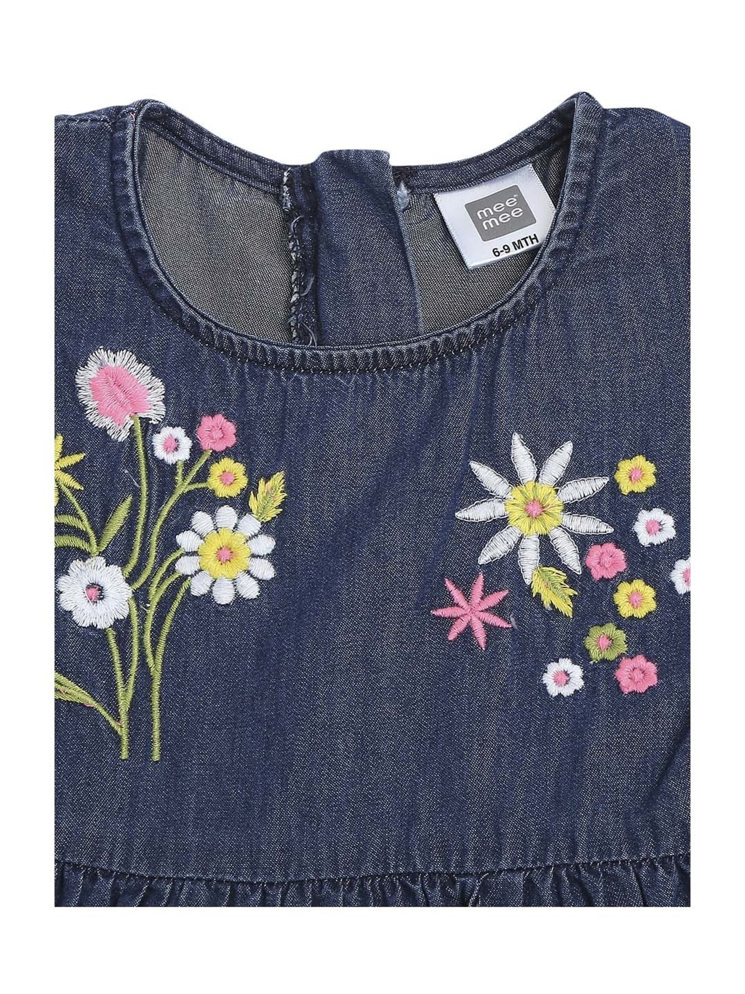 Mee Mee Kids Blue & Pink Cotton Embroidered Frock
