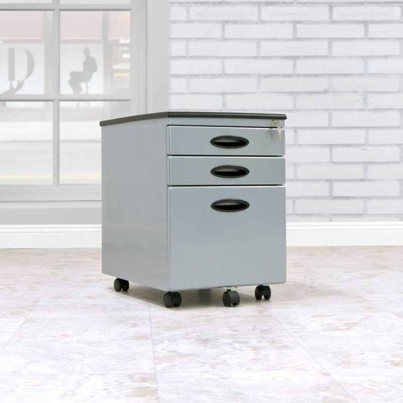 Element Mobile File Cabinet Silver - Studio Designs