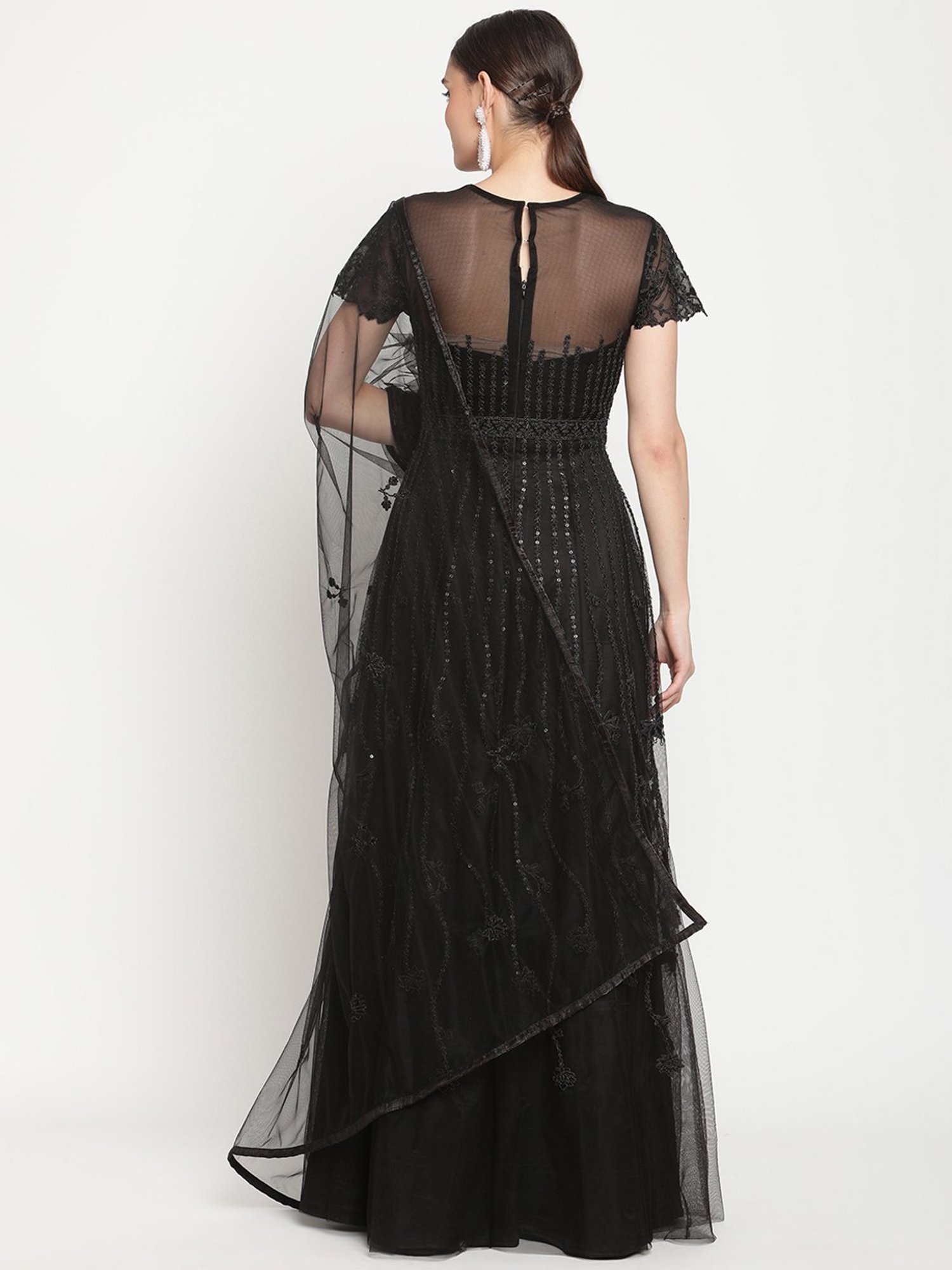 Stylee LIFESTYLE Black Embroidered Unstitched Dress Material