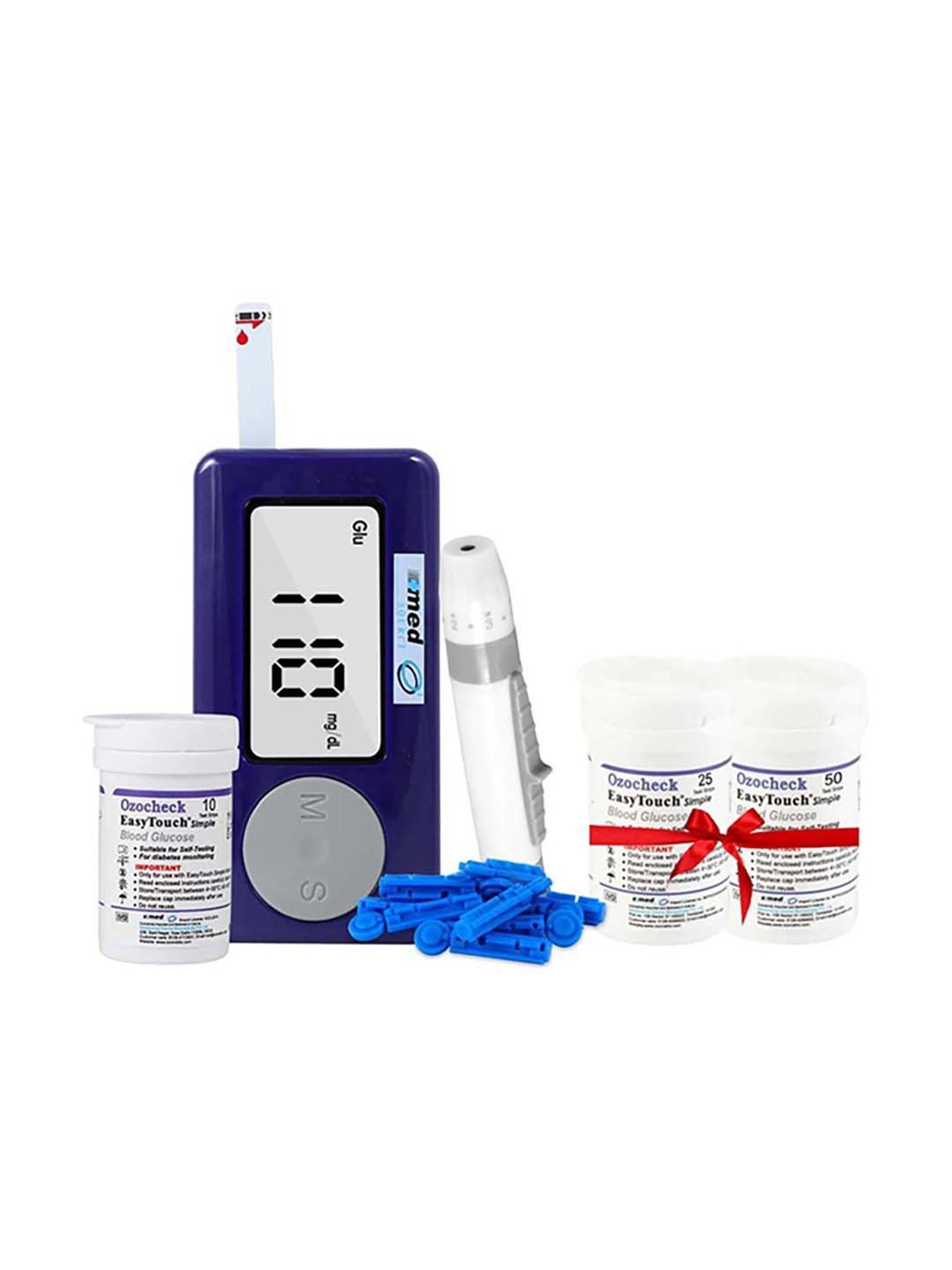 Ozocheck Automatic Blood Sugar Testing Machine with Glucometer Machine (Multicolor)