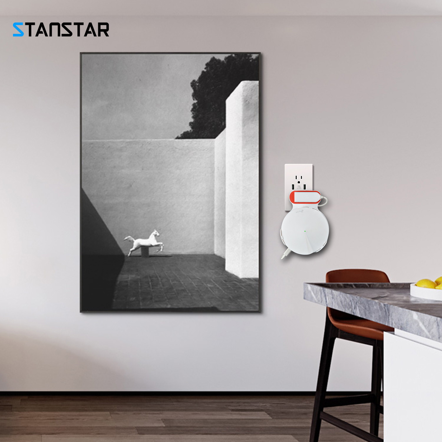 STANSTAR Wall Mount for TP-Link Deco M5 Whole Home Mesh WiFi System, Sturdy Bracket Holder for TP-Link Deco M5 Space Saving TP-Link Router Wall Holder Plug in Without Messy Wires or Screws(1PACK)