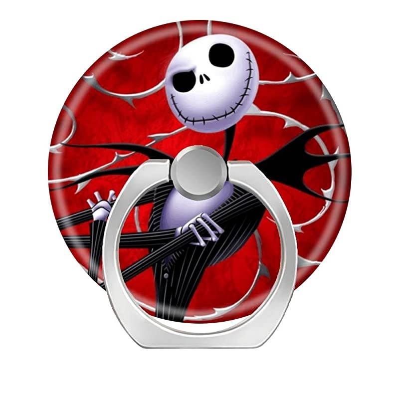 Phone Ring Holder Finger Kickstand,360 Degree Rotation Stand Grip with Car Mount Compatible with All Smartphone - Jack Skellington