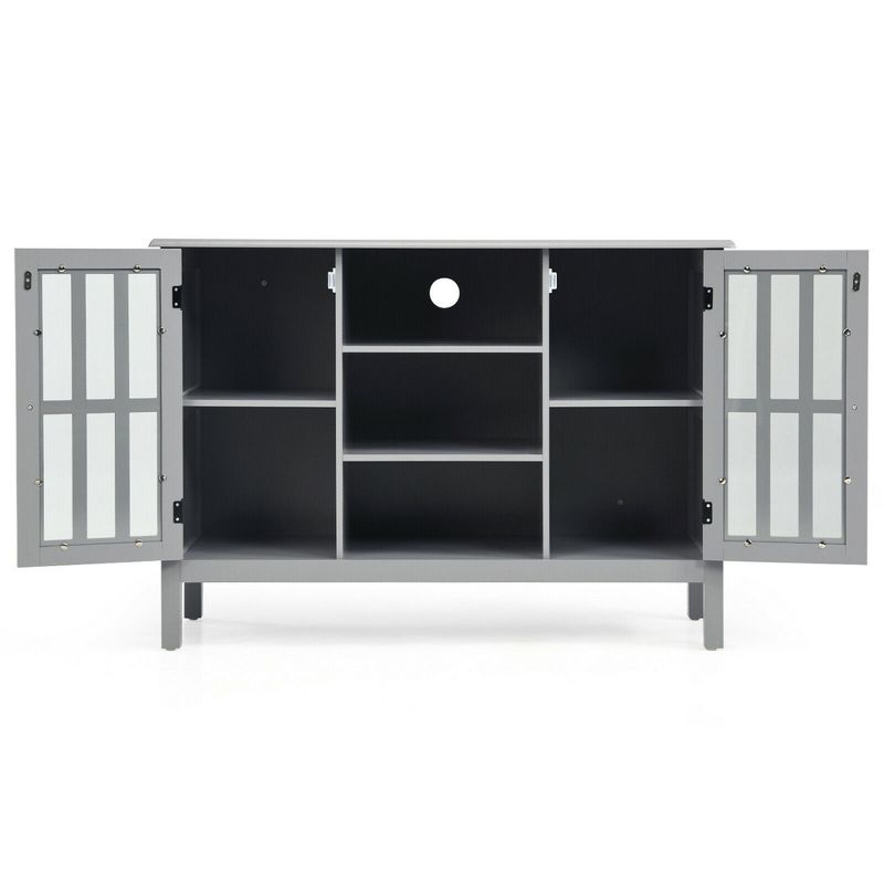 Costway Wood TV Stand Entertainment Media Center Console for TV's up to 50'' Grey