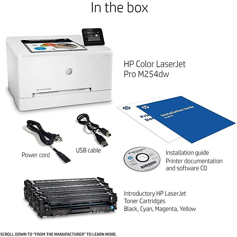 LaserJet Pro M254dw Wireless Color Laser Printer Works with Alexa T6B60A