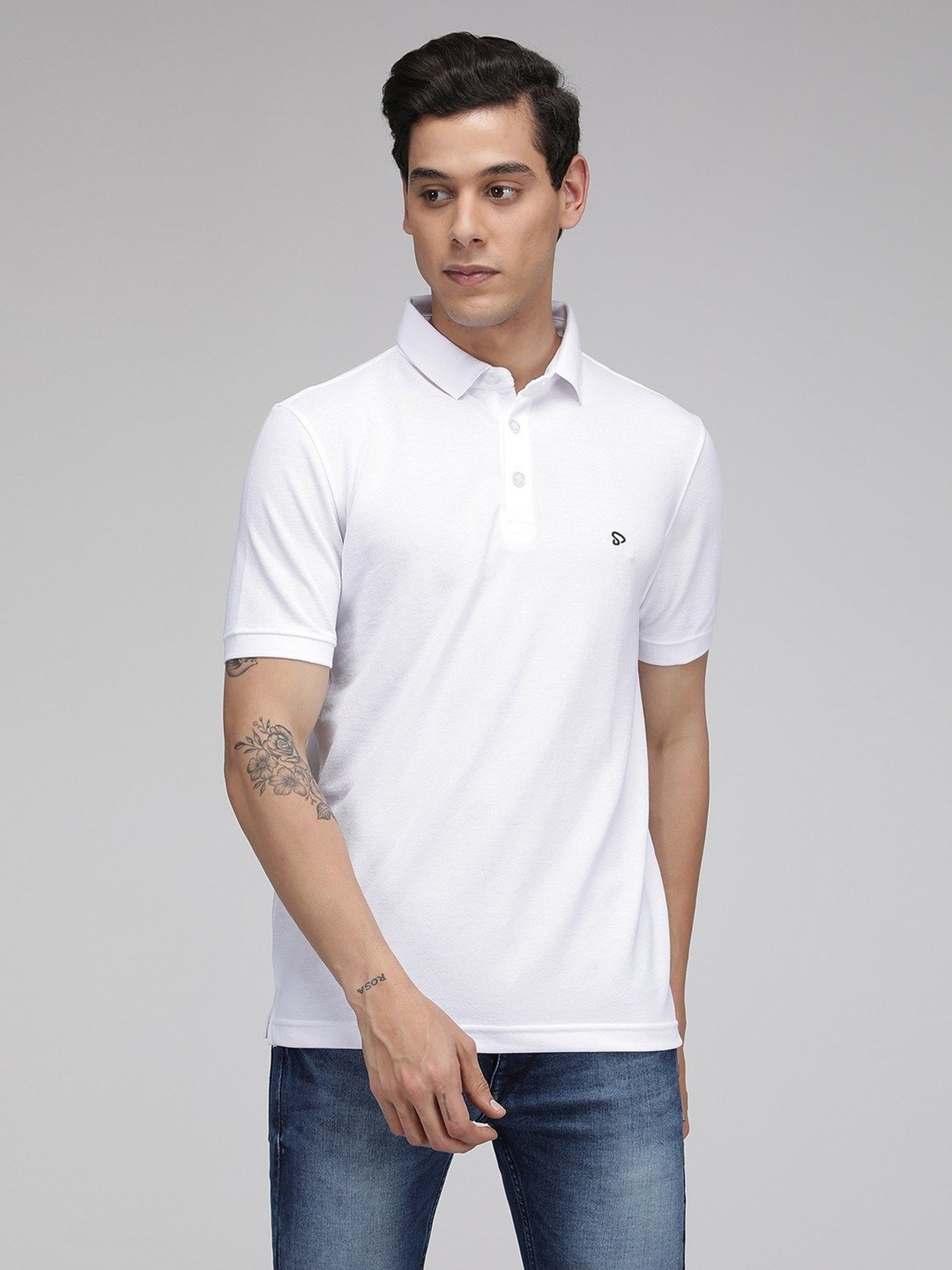 Sporto White Regular Fit Polo T-Shirt