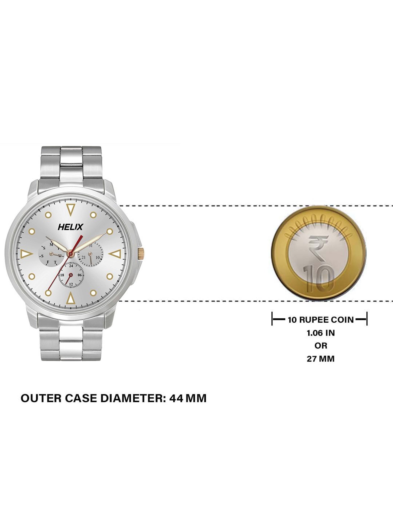 Helix By Timex Silver Round Dial Analog Stainless Steel Men Watch - TW027HG35