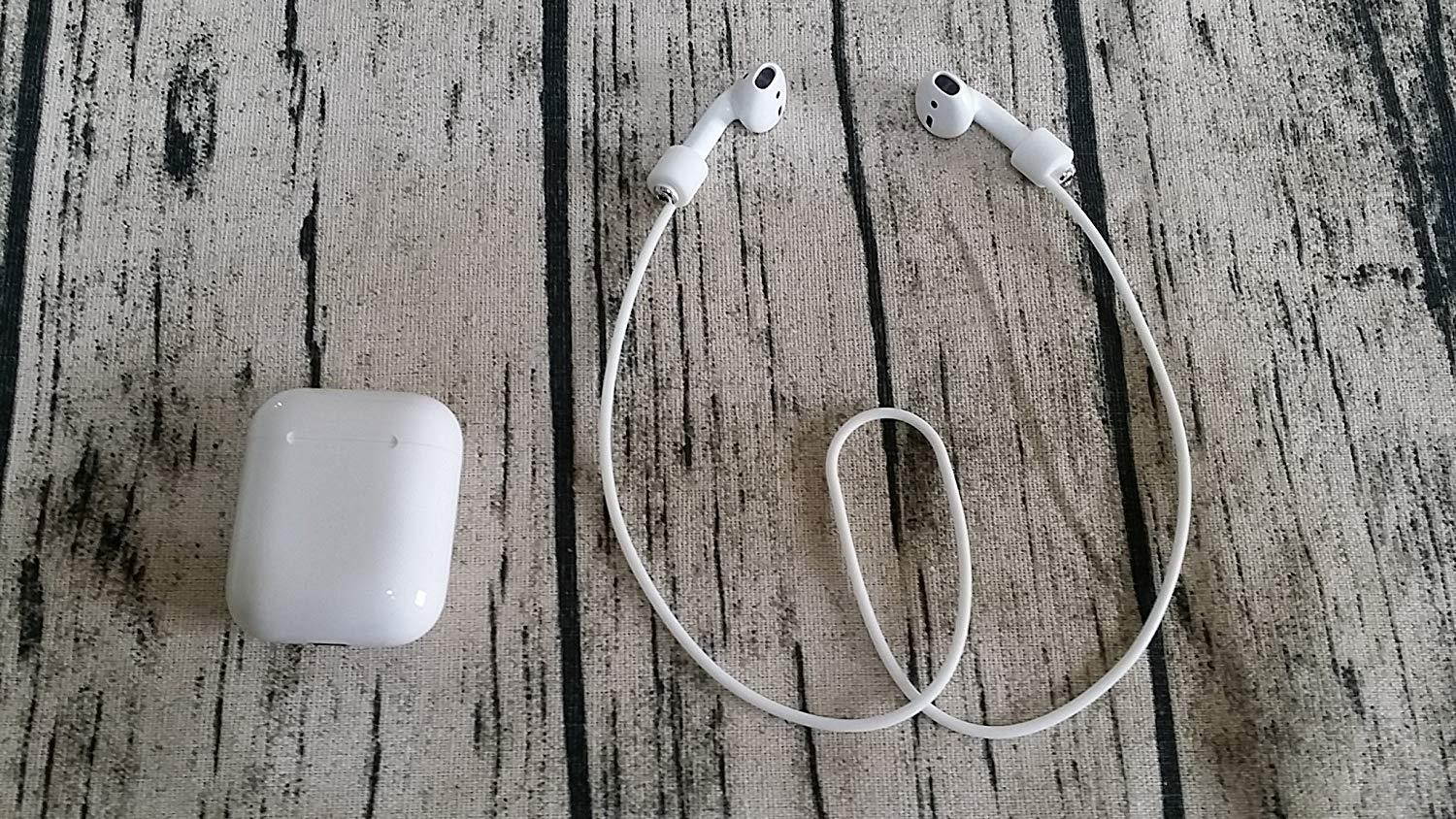 AirPods Case - Tainada PU Leather Portable Protective Cover Carrying Case with Carabiner and Chain Hook for Apple AirPods Earphones Charging Case + Bonus AirPods Strap (Brown)