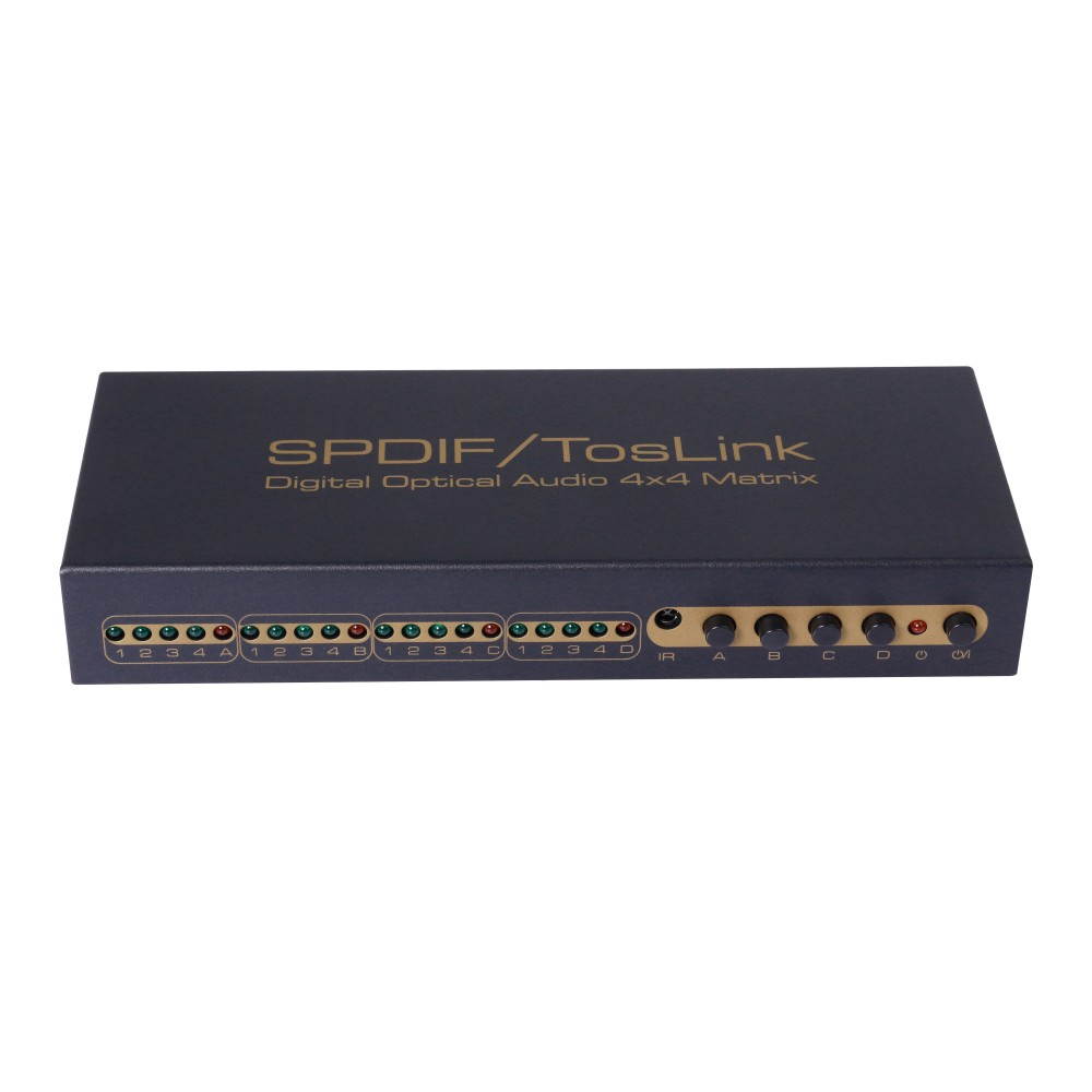 SPDIF/TosLink .Dogital Optical Audio 4x4 Matrix 4 ways optical fiber signal input To four sets of SPDIF/TosLink signal receiving device