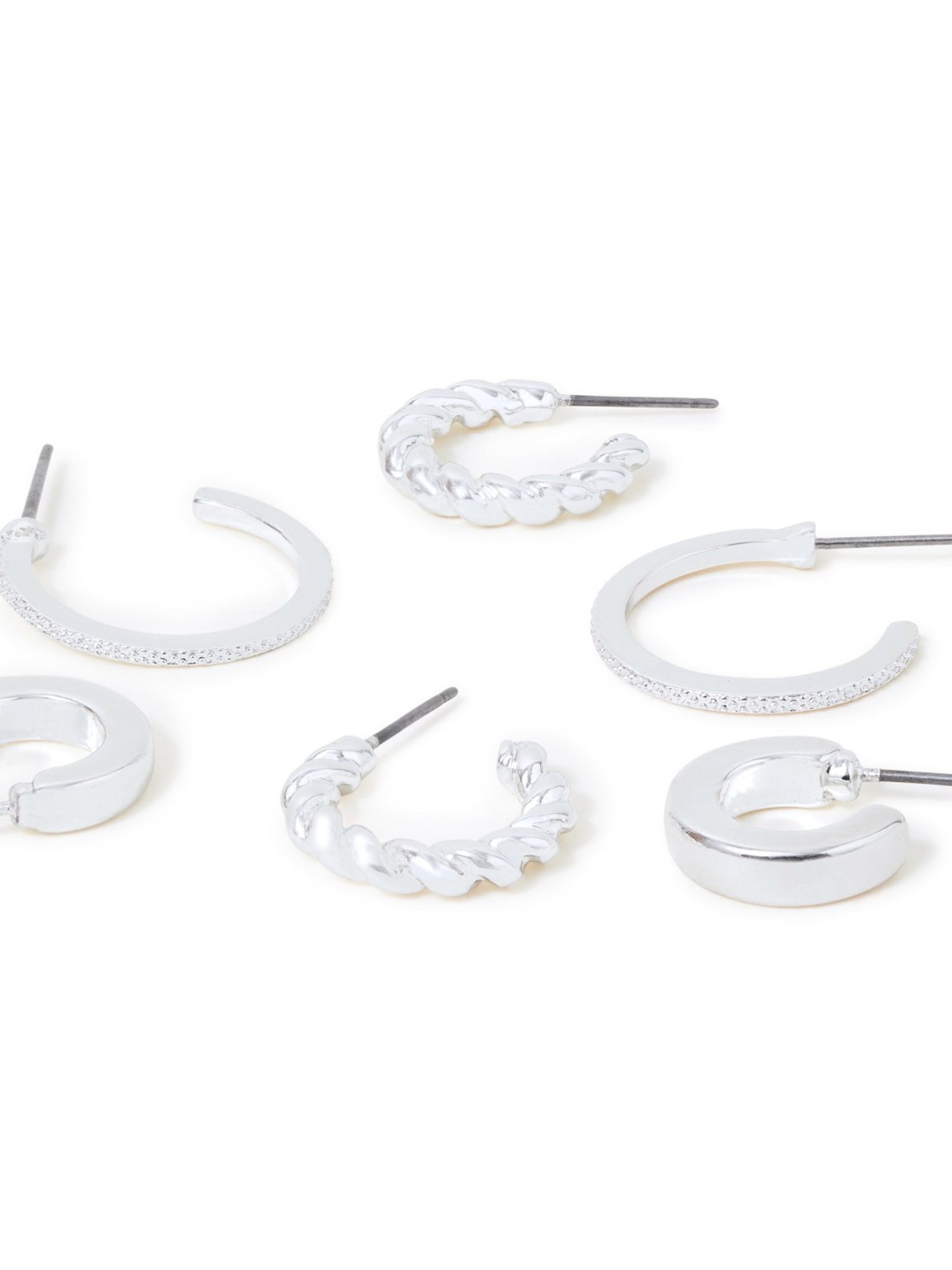 Accessorize London Silver Twisted Hoop Earrings - Set of 3