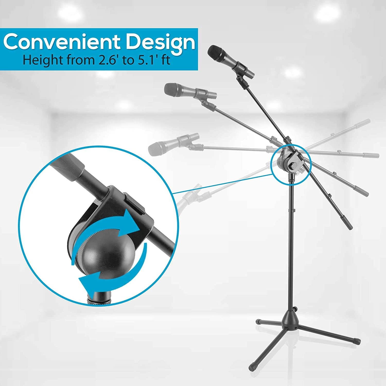 Dynamic Microphone and Tripod Stand Arm Mic Length 7.48'' Inch w/Acoustic Pop Filter - Includes 15' ft XLR Cable, Black (PMKSM20)
