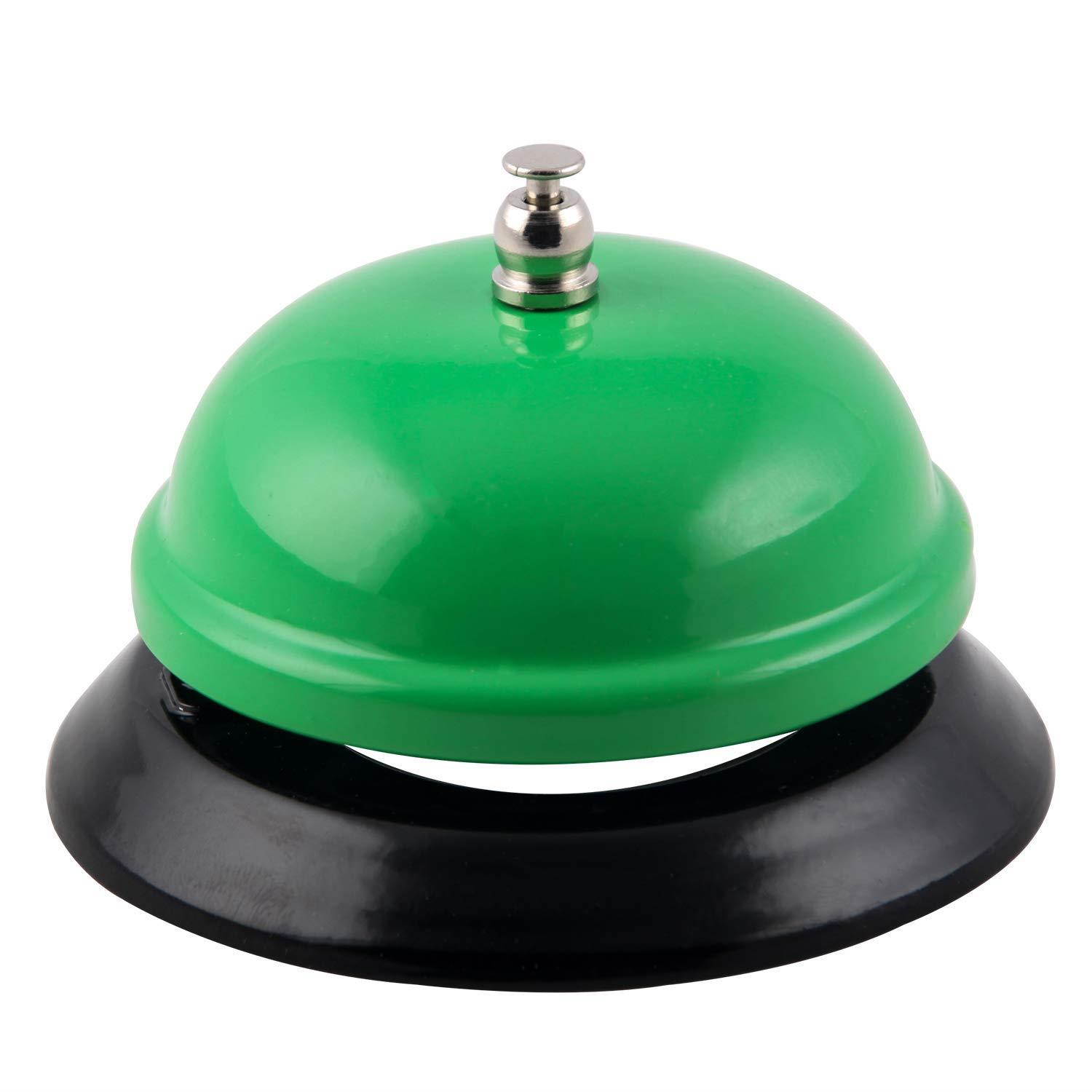 TIANSE Desk Call Bell 3.3'', Green Call Bells Ring for Restaurants Office Class Game, All-Metal Construction, Chrome Finish, No-Slip, Service Bell for School, Hotels