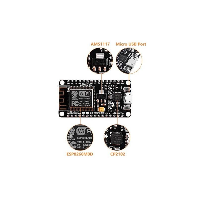 2Pcs ESP8266 NodeMCU,  CP2102 ESP-12E WiFi Internet Development Board Open Source Serial Wireless Module for Arduino IDE/Micropython
