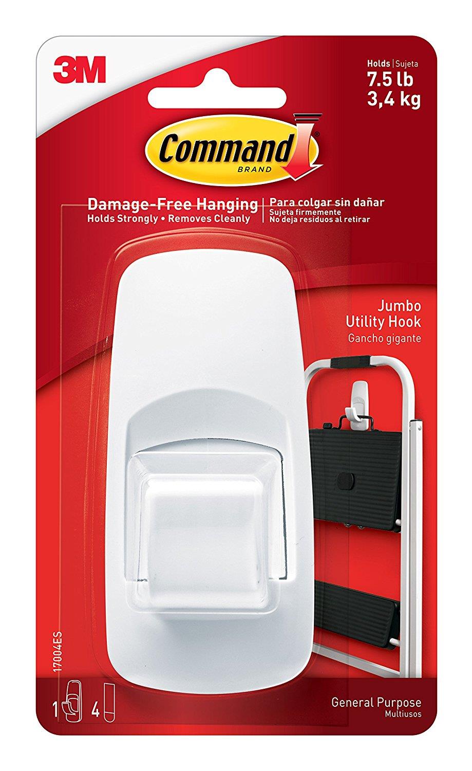 Command Jumbo Utility Hook, White, 1Hook 17004ES