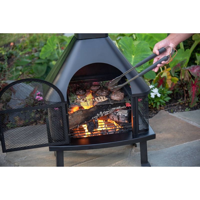 Wood Burning Outdoor Firehouse with Chimney - Black - Endless Summer