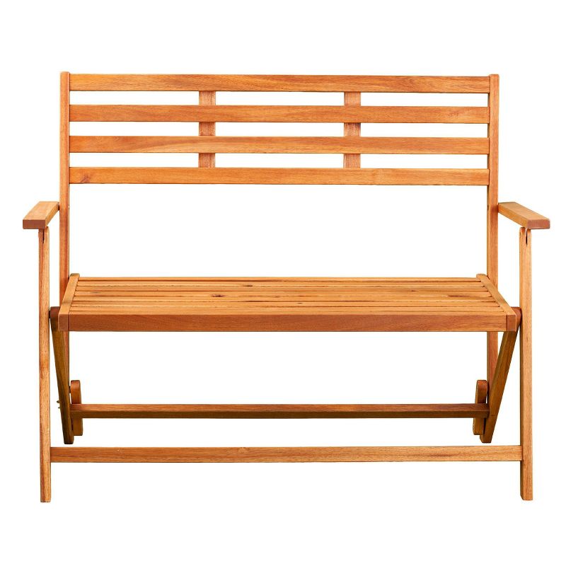 Wood Outdoor Bench in Natural Brown-Pemberly Row