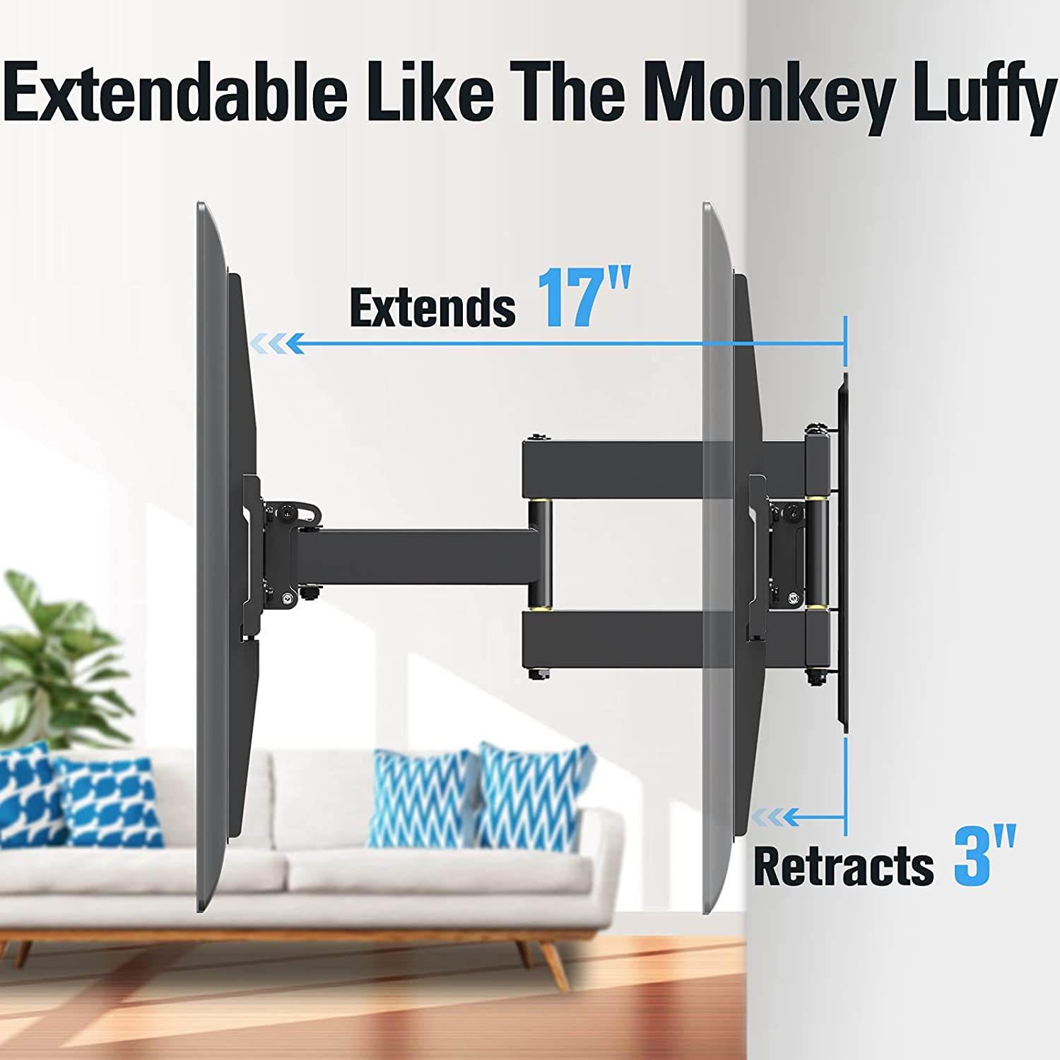 UL Listed TV Mount TV Wall Mount Swivel and Tilt for 26-55 Inch TV, Perfect Center Design, Full Motion TV Wall Mount Bracket with Articulating Arm up to VESA 400x400mm, 60 lbs, MD2377