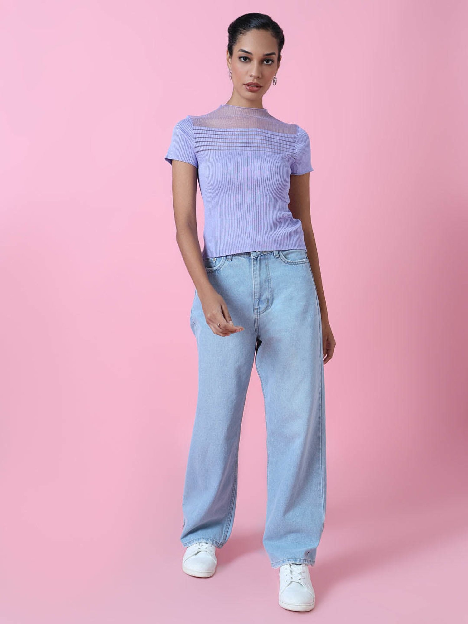 SHOWOFF Lavender Regular Fit Top