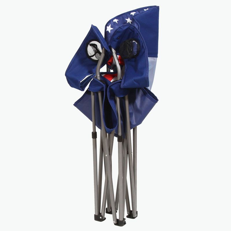 Kamp-Rite KAMPAFC141 Outdoor Camping Furniture Beach Patio Sports Folding Quad Lawn Chair with Cup Holders, USA Flag