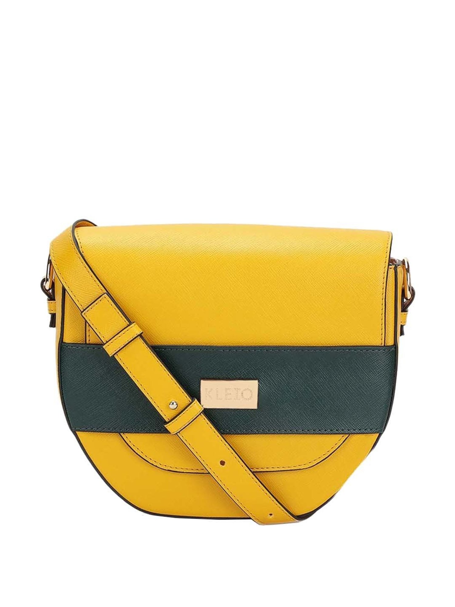 KLEIO Yellow Solid Medium Sling Handbag