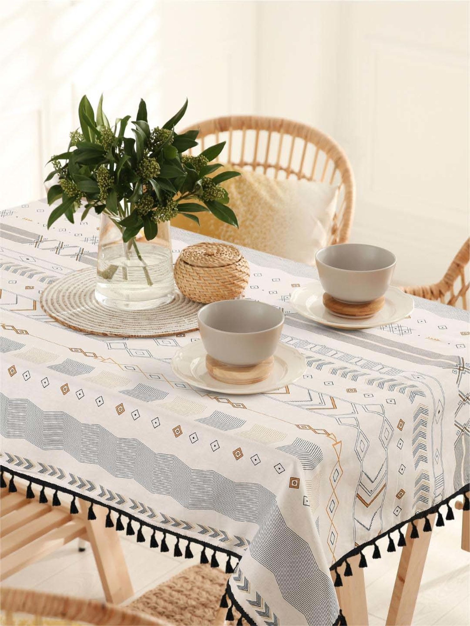 Urban Space Grey Cotton 200 GSM 4 Seater Square Dining Table Cover